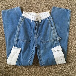 PacSun Two-Tone Blue Cargo Jeans 22” waist